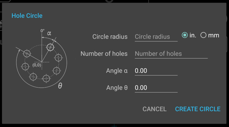 Fig. 1: Hole Circle Dialog in Basic Mode