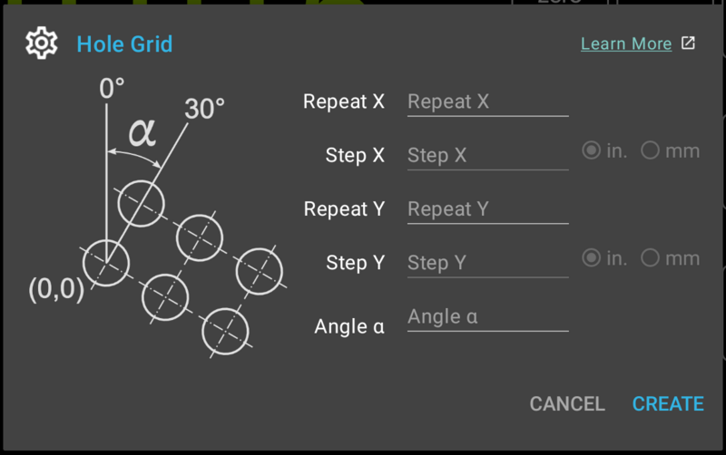 Fig. 1: Hole Grid Dialog in Basic Mode