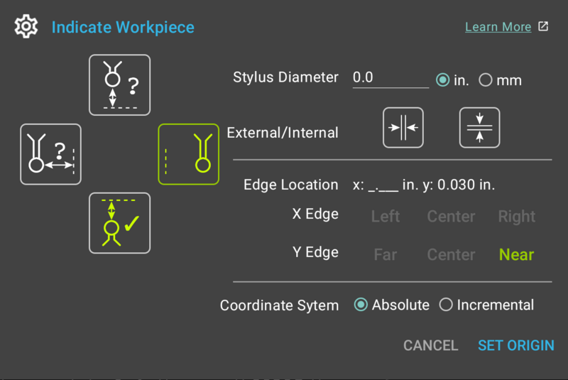 TouchDRO electronic edge finder function provides a quick and convenient way to indicate a workpiece