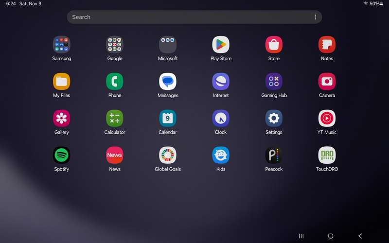 Tablet setup screen