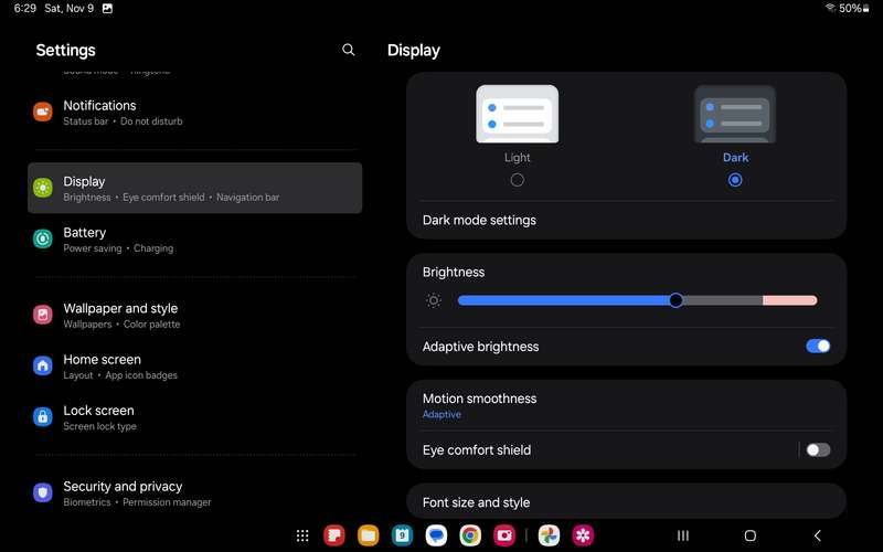 Tablet setup screen