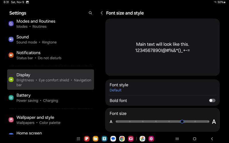 Tablet setup screen