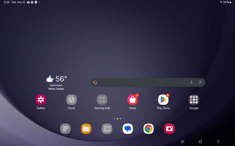 Tablet setup screen