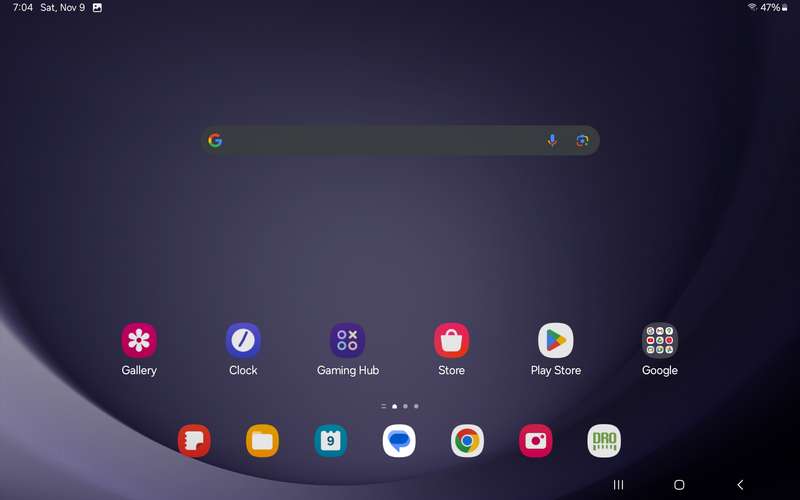 Tablet setup screen