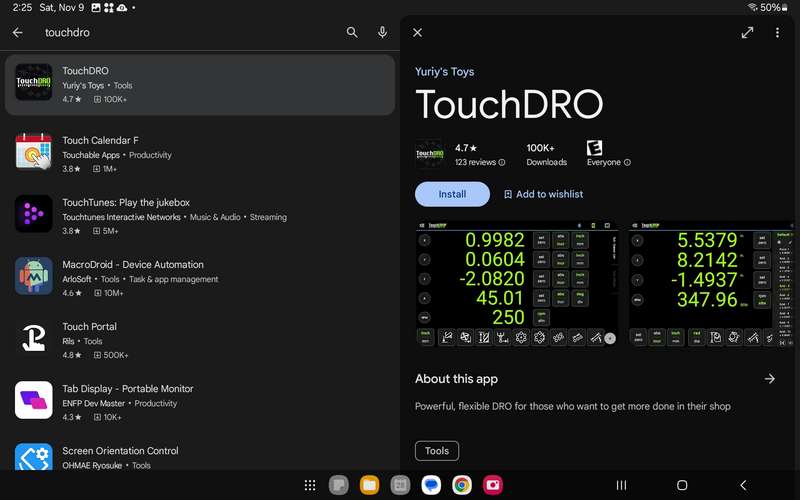 Tablet setup screen